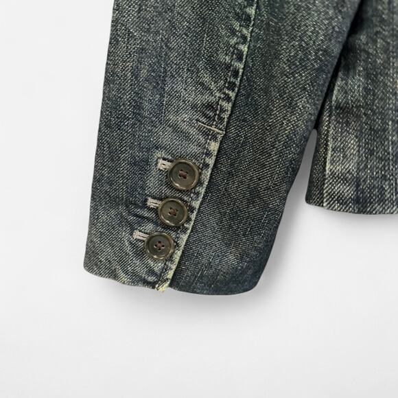 Ann Taylor Structured Denim Blazer Classic 90s Minimalist Tailored Jacket - Picture 7 of 11